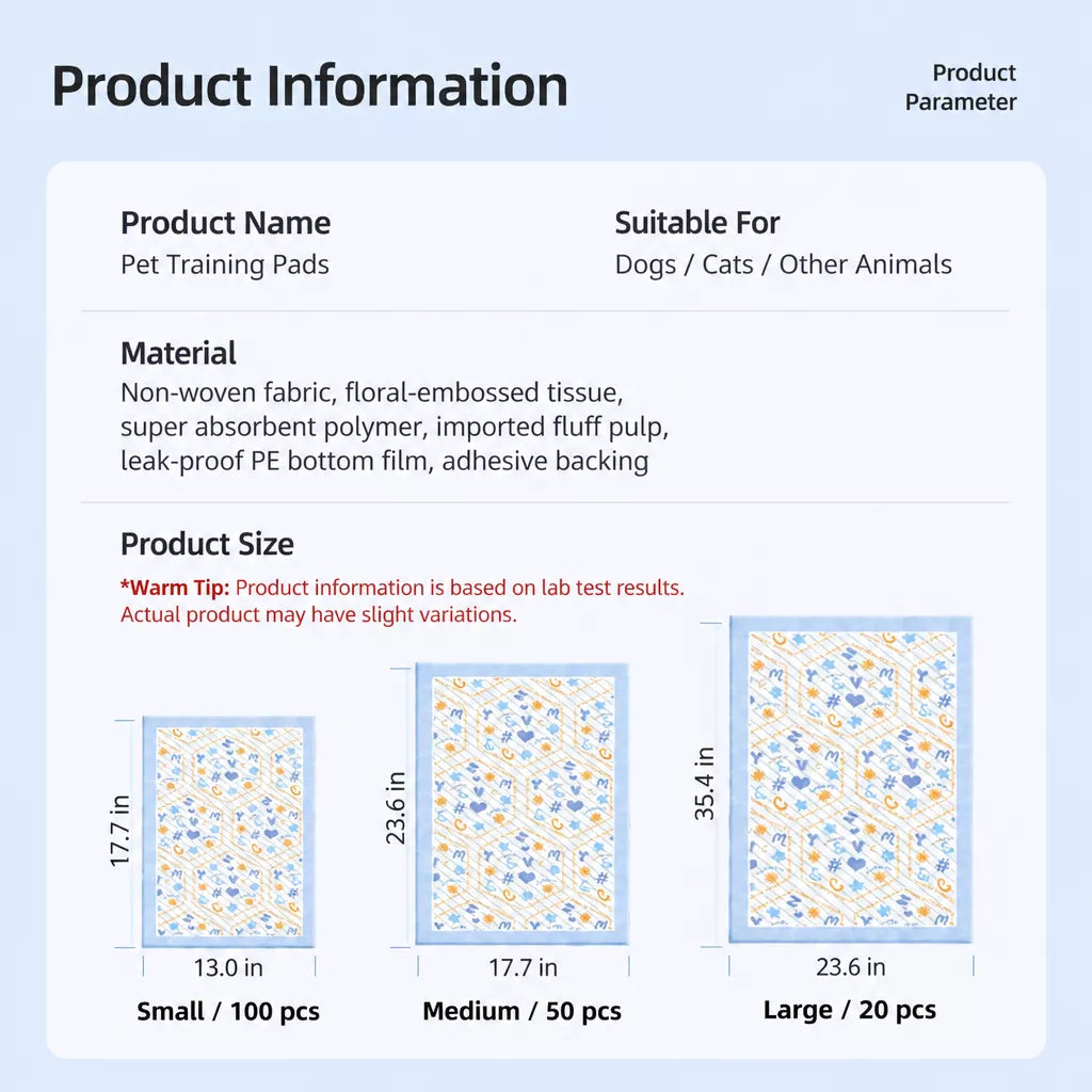 Absorbent Pet Training Pads with a Non-Woven Surface