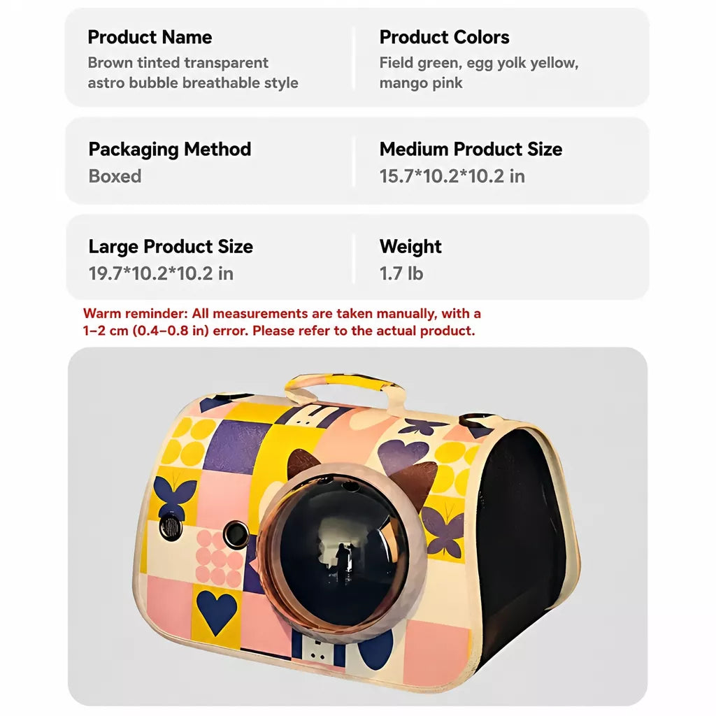 Capsule Pet Carrier Backpack for Cats and Small Dogs Up to 16 lb