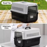Pet Airline Travel Carrier with Hanging Bowl for Cats and Small Dogs