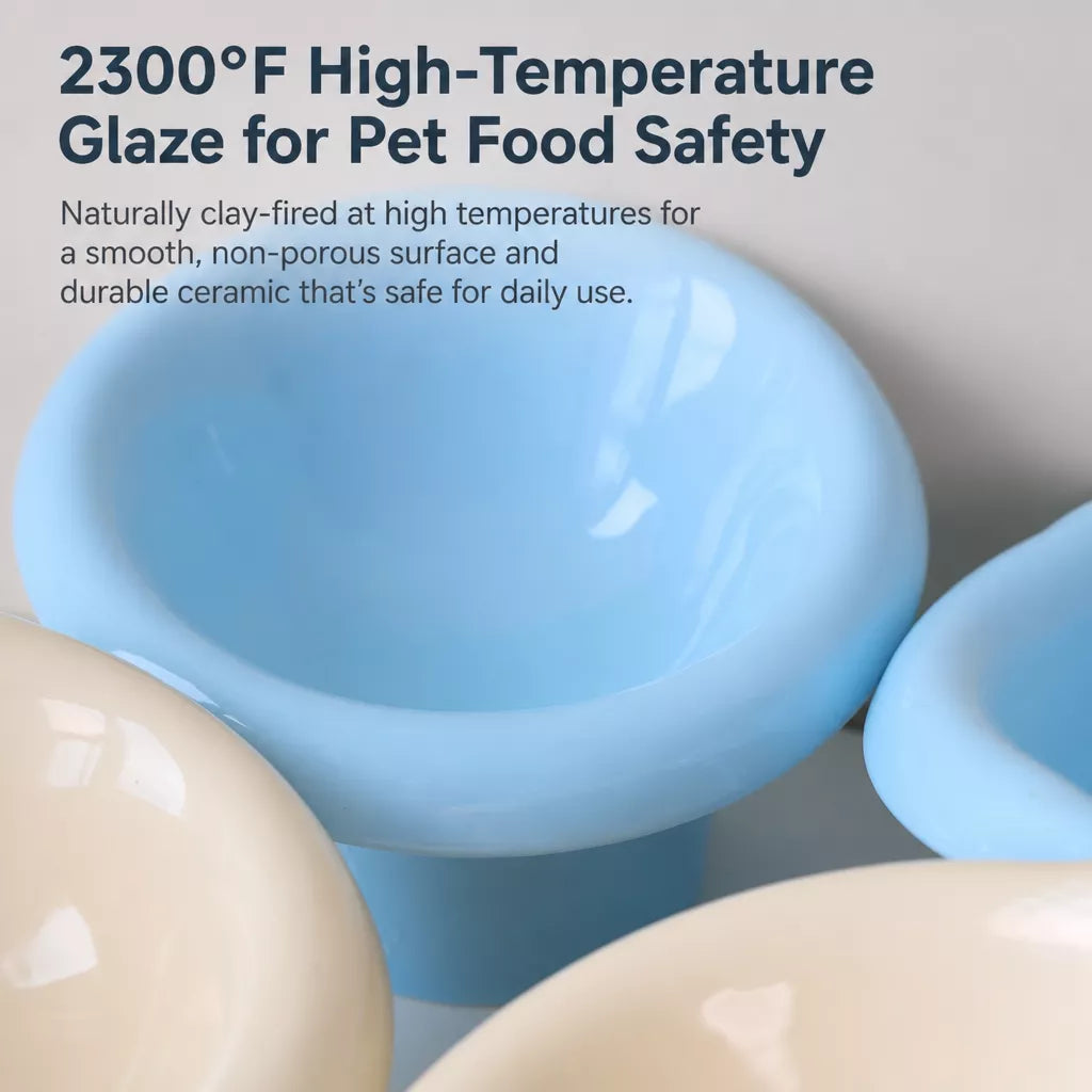 Wide-Opening Ceramic Pet Bowl for Cats and Dogs