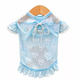Lightweight Mesh Bow Pet Shirt with Leash Opening for Dogs & Cats