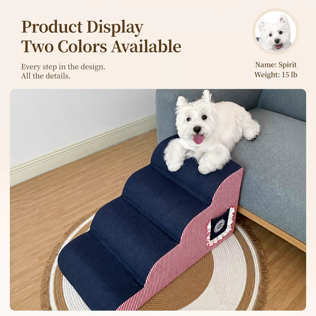 Pet Stairs for Small Dogs with Removable, Washable Design