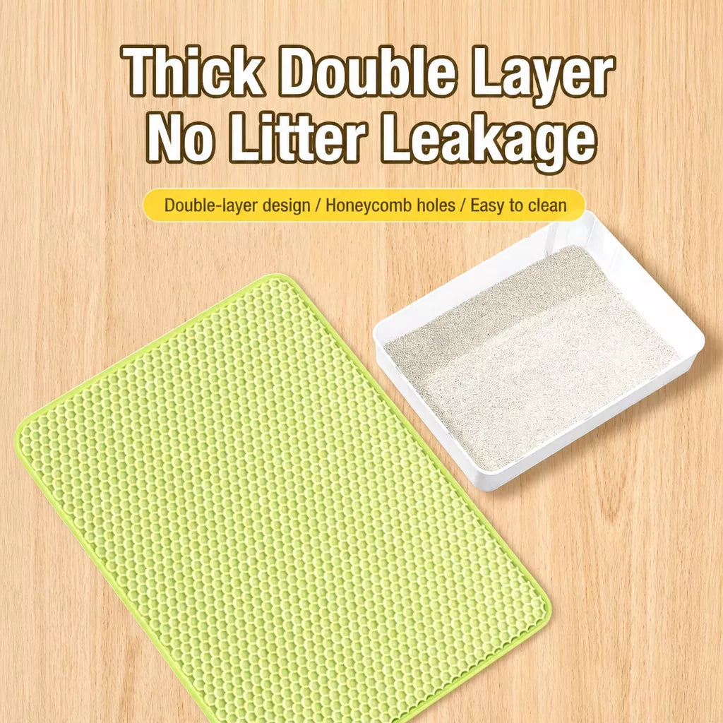 Double-Layer Cat Litter Mat with Cut-to-Fit Design