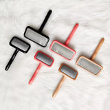 Cushion-Backed Wood-Handle Pin Brush for Cats and Dogs