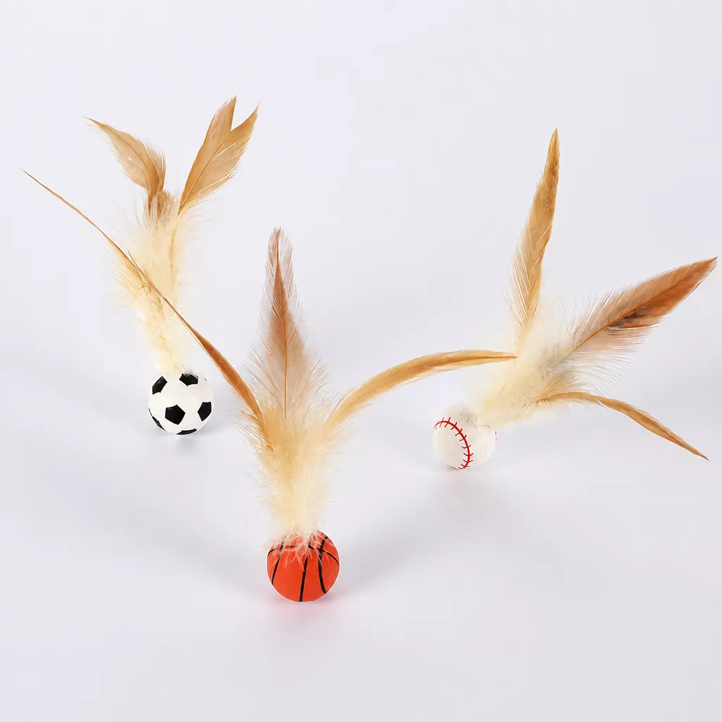 Cat Ball Toy with Feather Details