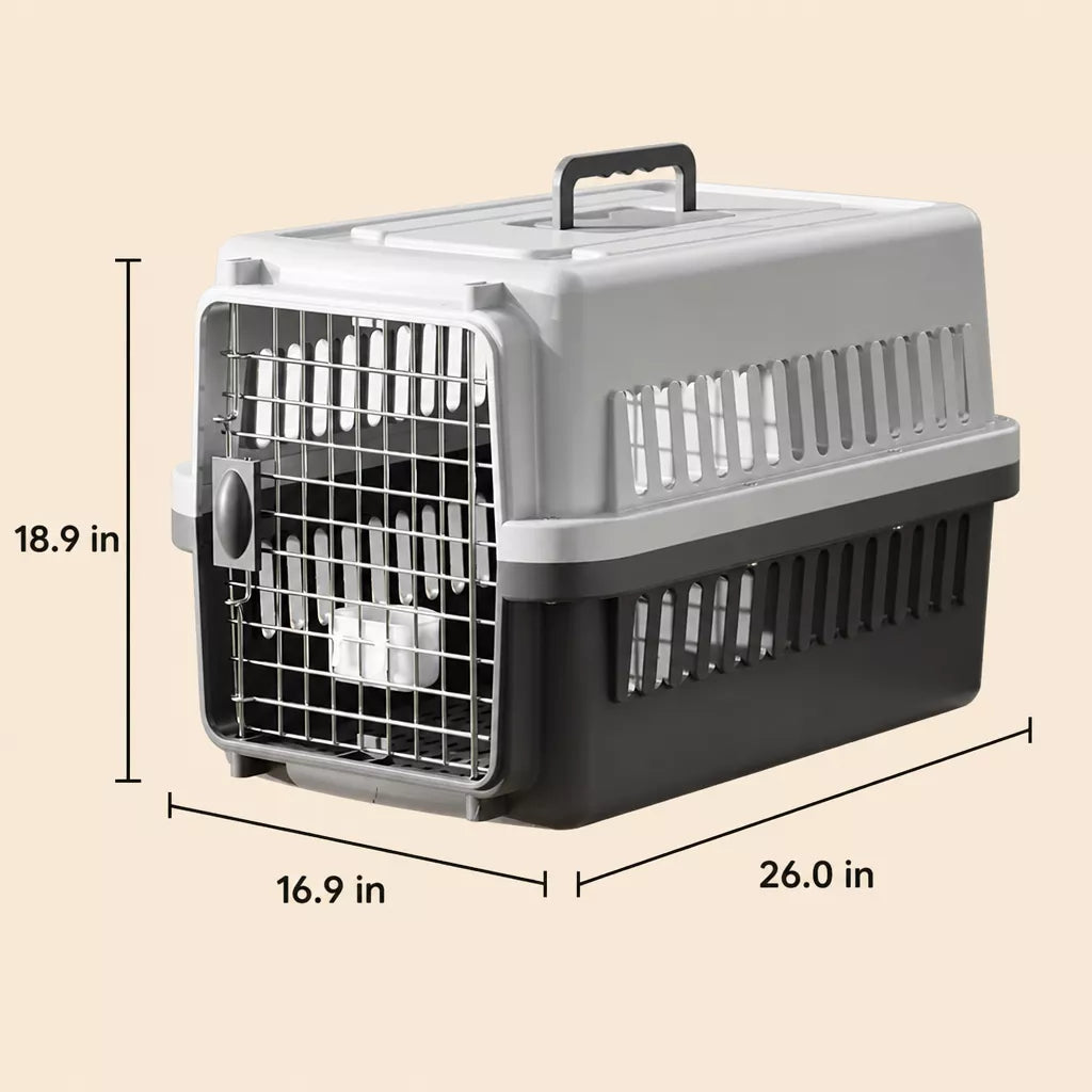 Pet Airline Travel Carrier with Hanging Bowl for Cats and Small Dogs