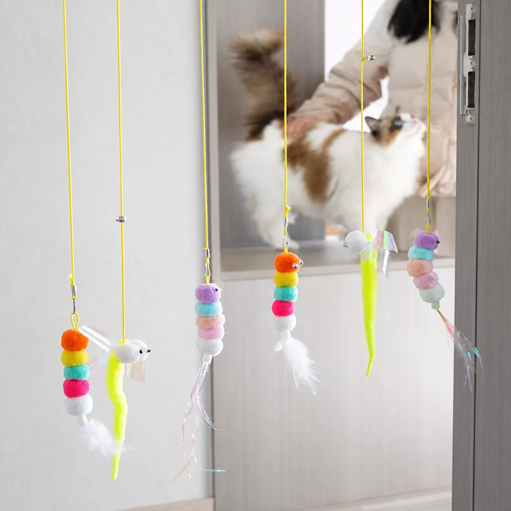 Hanging Feather Cat Teaser Toy with Elastic Cord