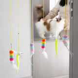 Hanging Feather Cat Teaser Toy with Elastic Cord