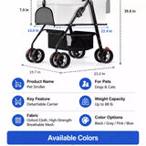 Foldable Pet Stroller with Removable Carrier and Tray