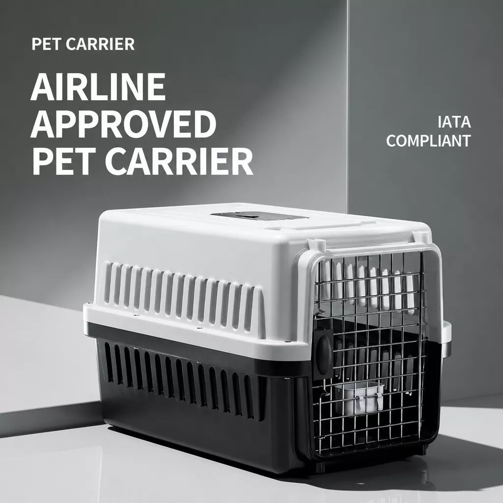 Pet Airline Travel Carrier with Hanging Bowl for Cats and Small Dogs