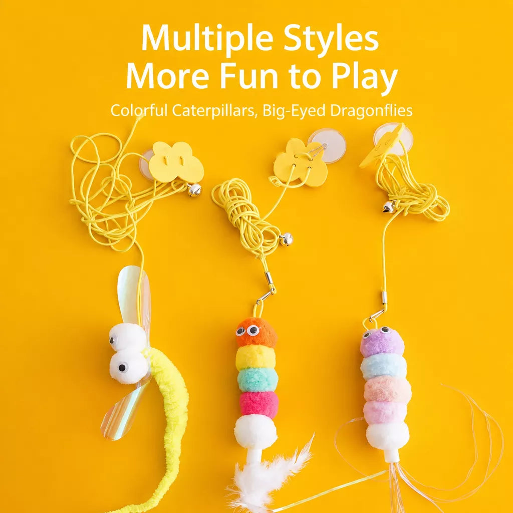 Hanging Feather Cat Teaser Toy with Elastic Cord