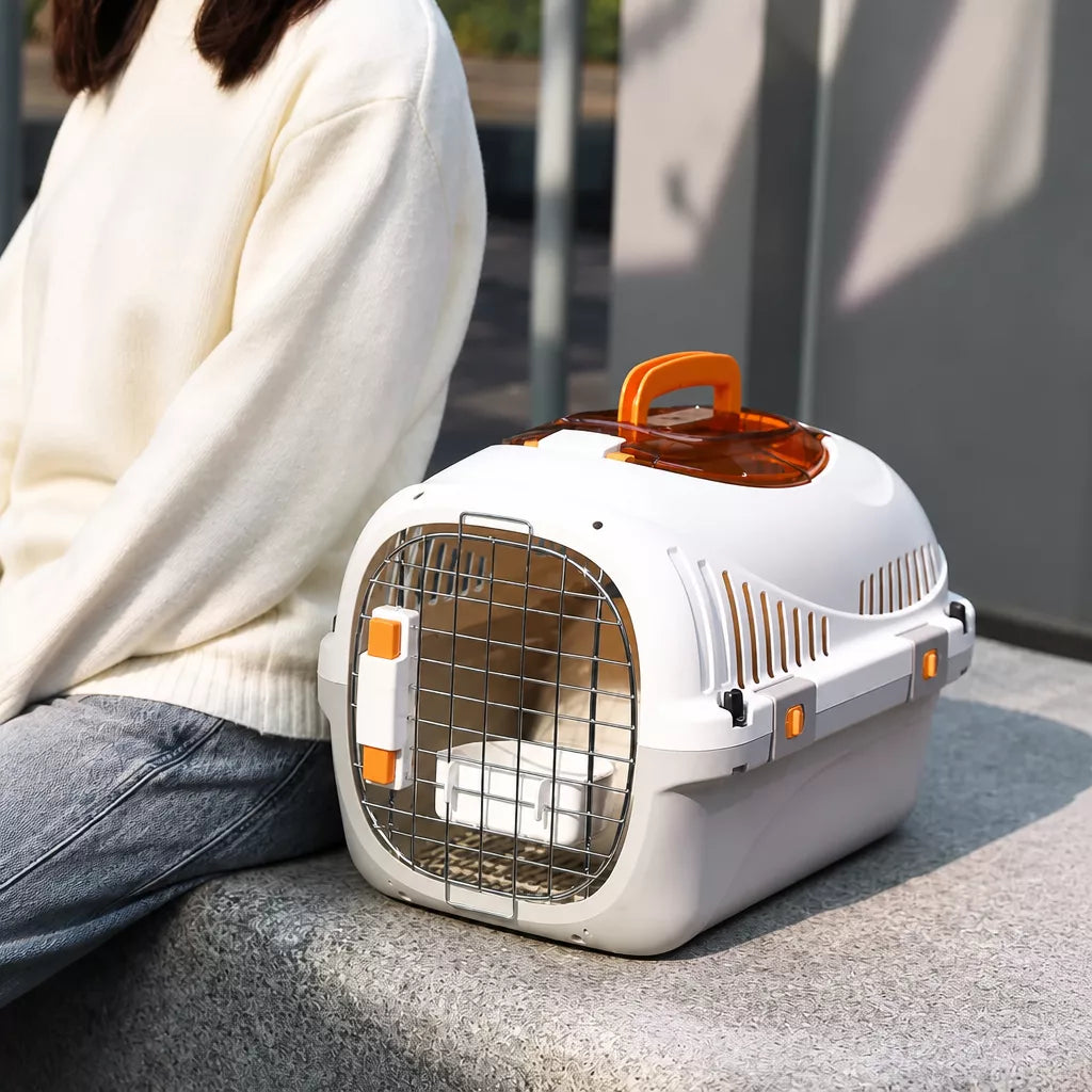 Portable Plastic Pet Carrier for Cats and Small Dogs Up to 16 lb