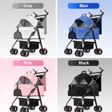 Foldable Pet Stroller with Removable Carrier and Tray