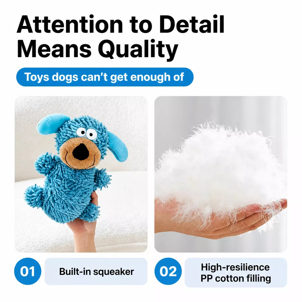 Squeaky Mop Dog Toy for Small and Medium Dogs