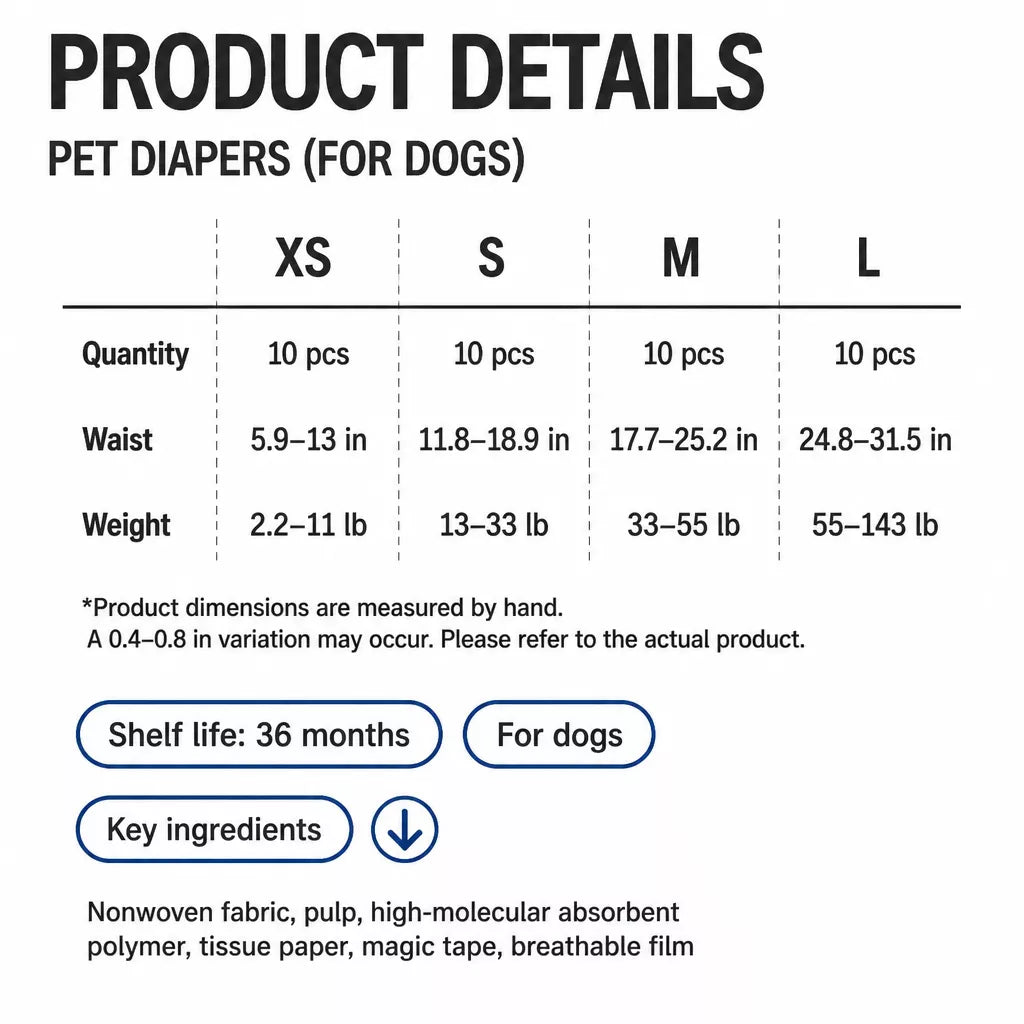 Disposable Pull-On Dog Diapers for Male and Female Dogs