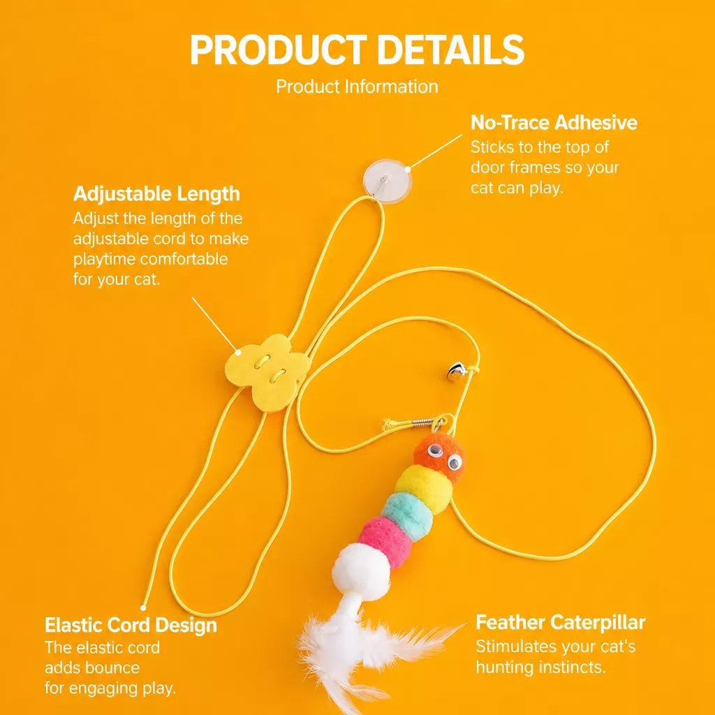 Hanging Feather Cat Teaser Toy with Elastic Cord