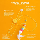Hanging Feather Cat Teaser Toy with Elastic Cord