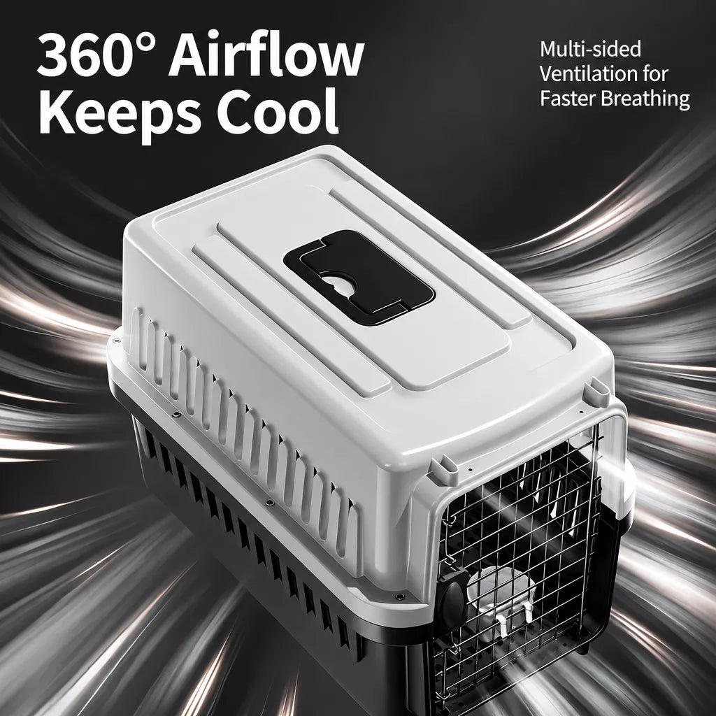 Pet Airline Travel Carrier with Hanging Bowl for Cats and Small Dogs