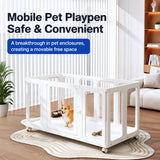 Movable Indoor Pet Playpen with Door and Casters