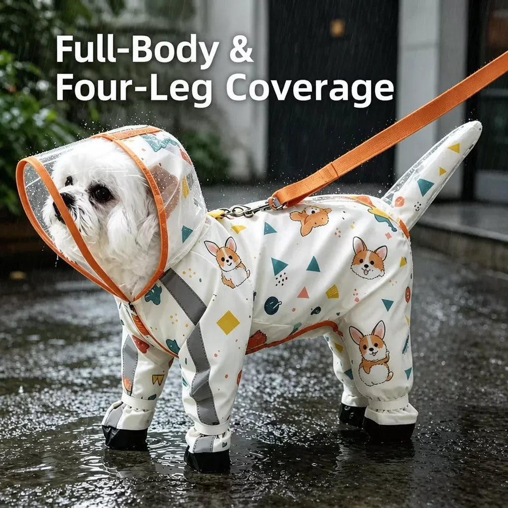 Full-Coverage Waterproof Raincoat for Small Dogs