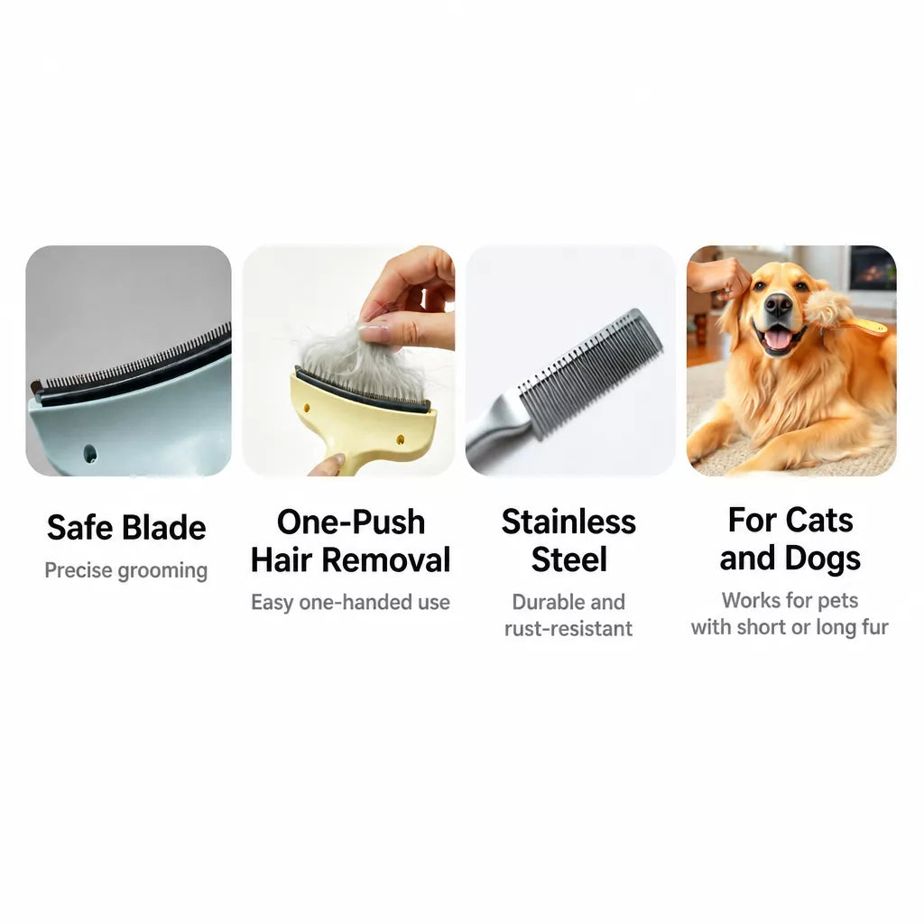 Pet Undercoat Rake and Dematting Comb for Dogs and Cats