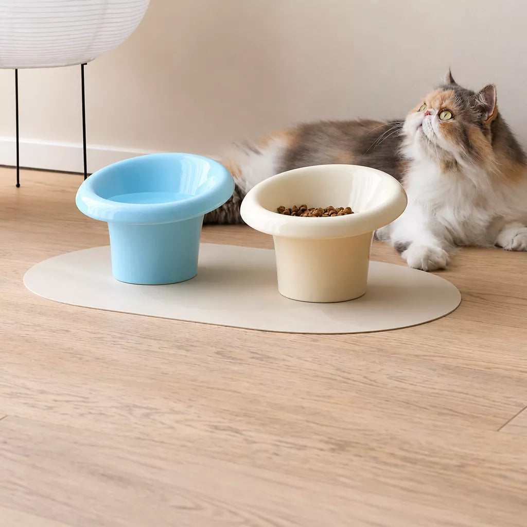 Wide-Opening Ceramic Pet Bowl for Cats and Dogs
