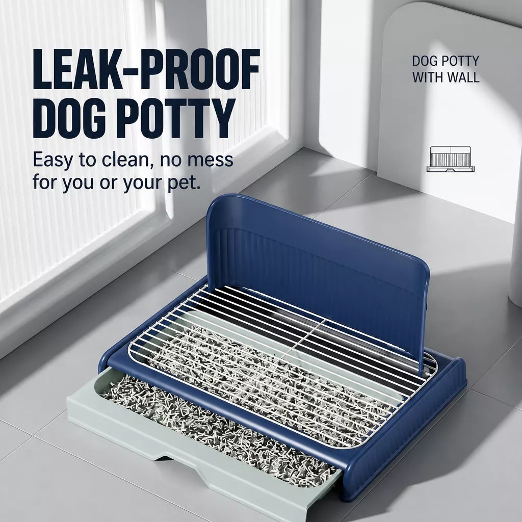 Plastic Dog Potty Tray with Wall Options and Pull-Out Drawer