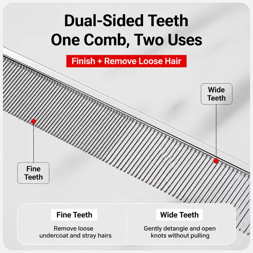 Fine-Tooth Pet Grooming Comb for Long-Haired Cats and Dogs