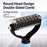 Double-Sided Dematting & Deshedding Brush for Dogs and Cats