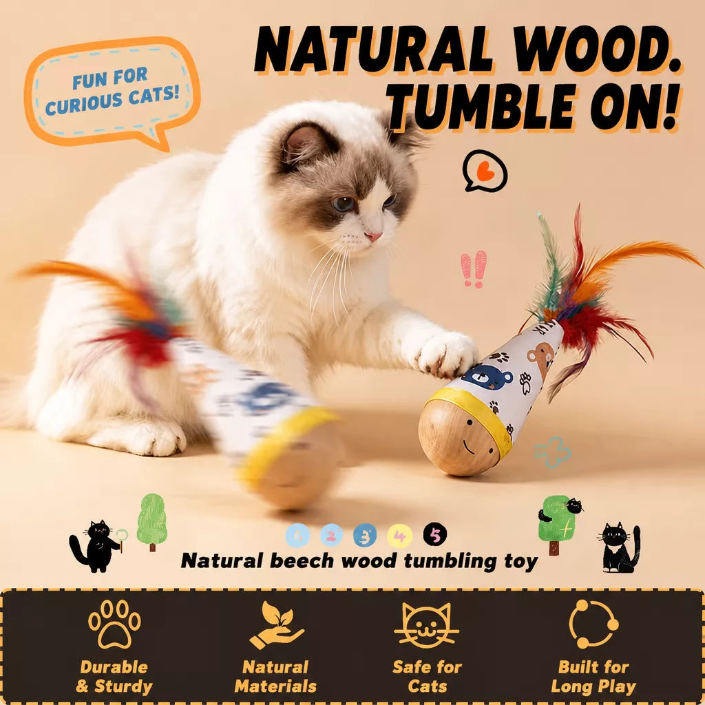 Interactive Wobble Feather Cat Toy for Batting and Pouncing