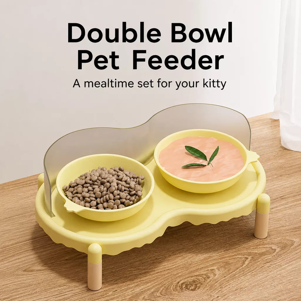 Elevated Ceramic Pet Bowl Set with a Double-Bowl Stand