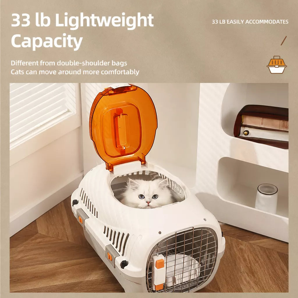 Portable Plastic Pet Carrier for Cats and Small Dogs Up to 16 lb