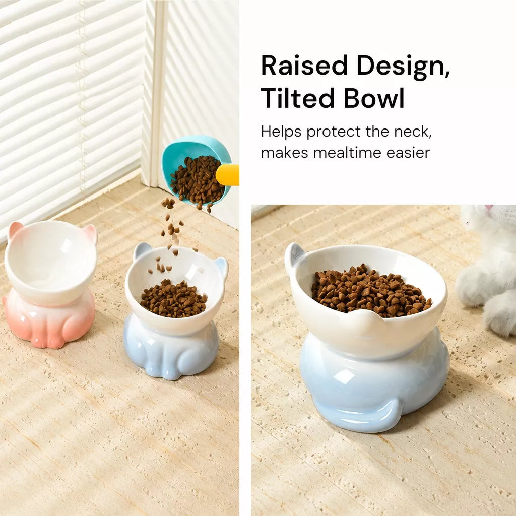 Elevated Ceramic Cat Bowl