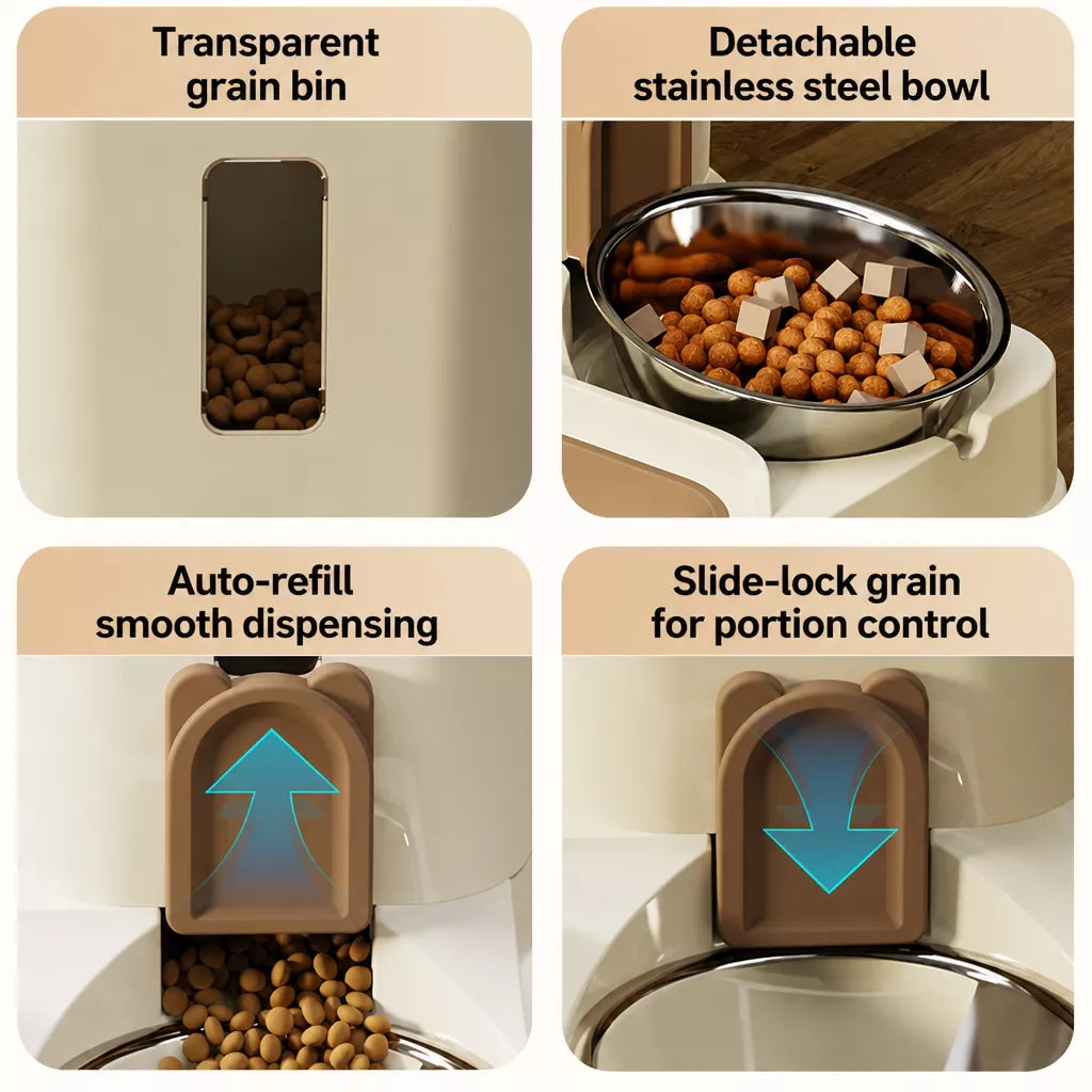 Two-Bowl Pet Feeding Set for Cats and Dogs