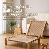 Elevated Linen Pet Bed with Solid Wood Frame