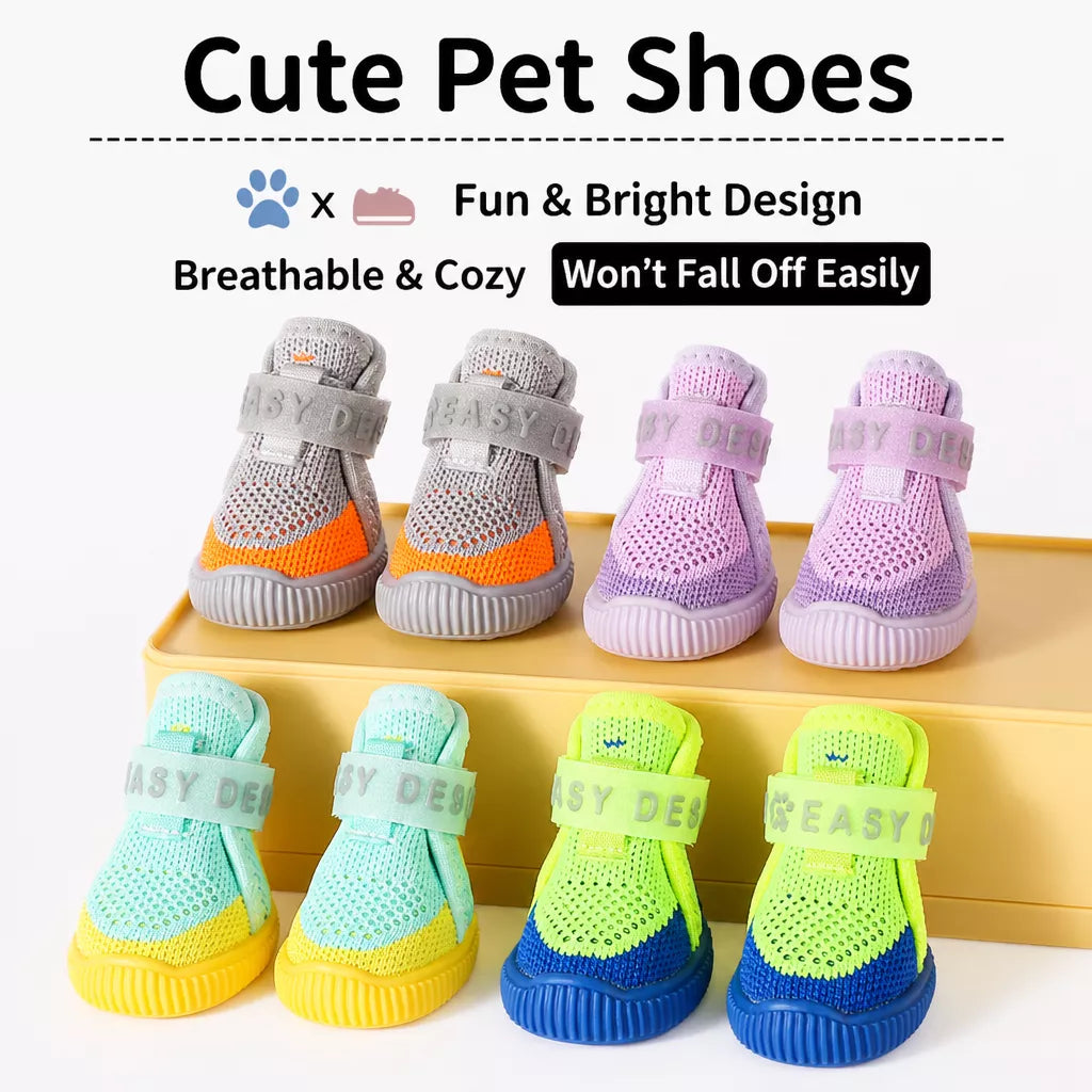 Nylon Knit Dog Shoes with Hook-and-Loop Closures