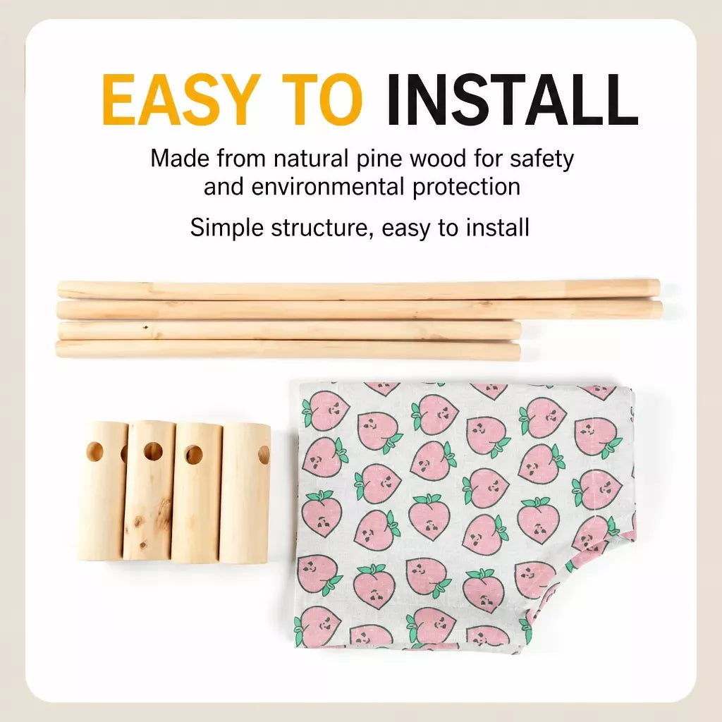 Wood-Frame Cot-Style Pet Bed with Polyester Cover