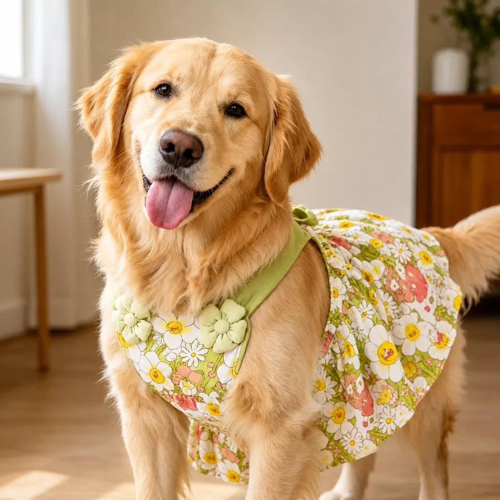 Summer Dog Dress with Shoulder Straps for Medium to Large Dogs