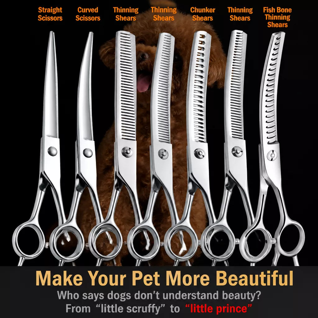 Pet Grooming Scissors Set for Trimming and Thinning