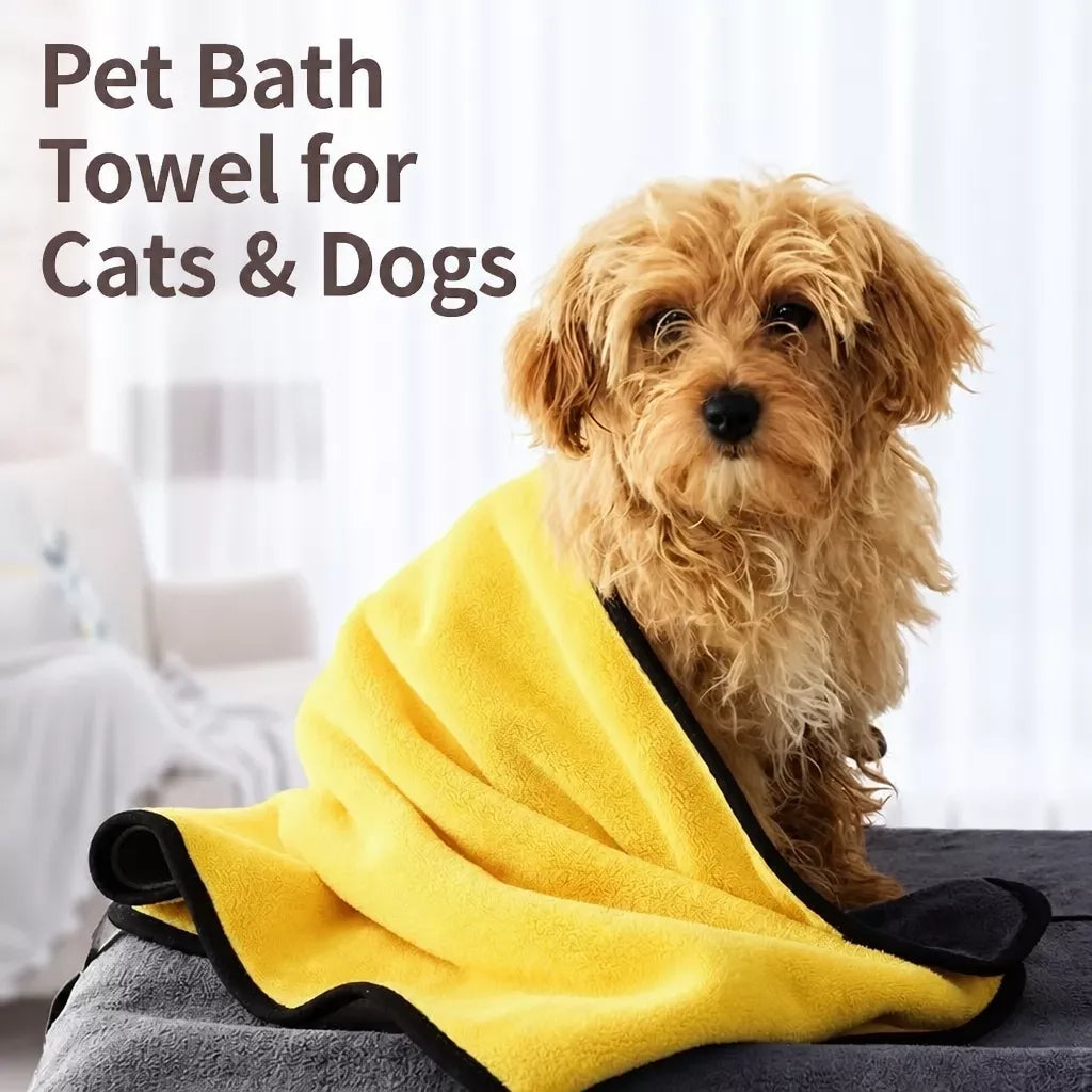 Quick-Dry Polyester Pet Bath Towel for Dogs & Cats