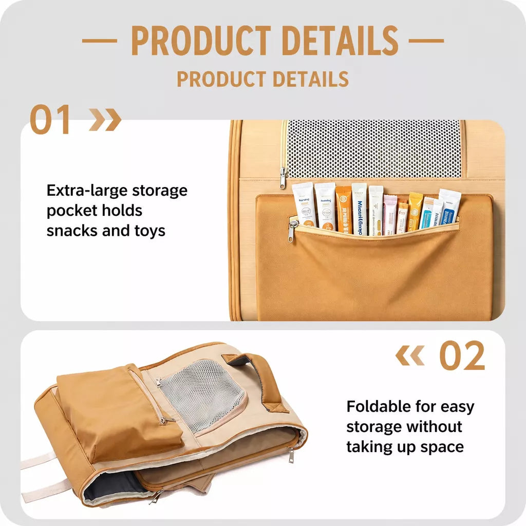 Expandable Pet Carrier Backpack for Pets Up to 16 lb
