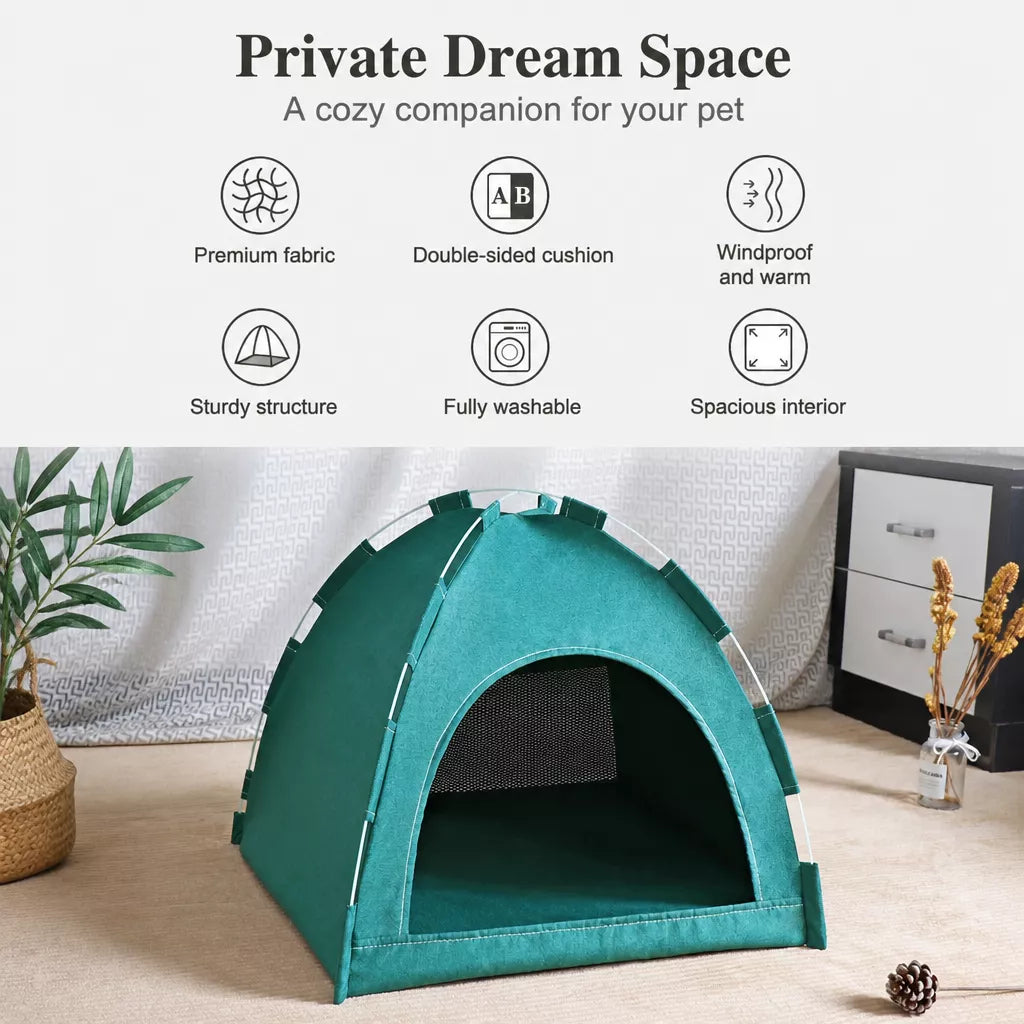 Foldable Pet Tent House with Washable Cover