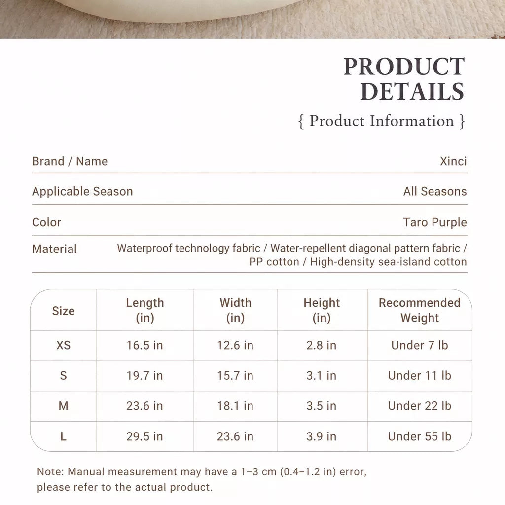 All-Season Washable Pet Bed for Small Dogs & Cats