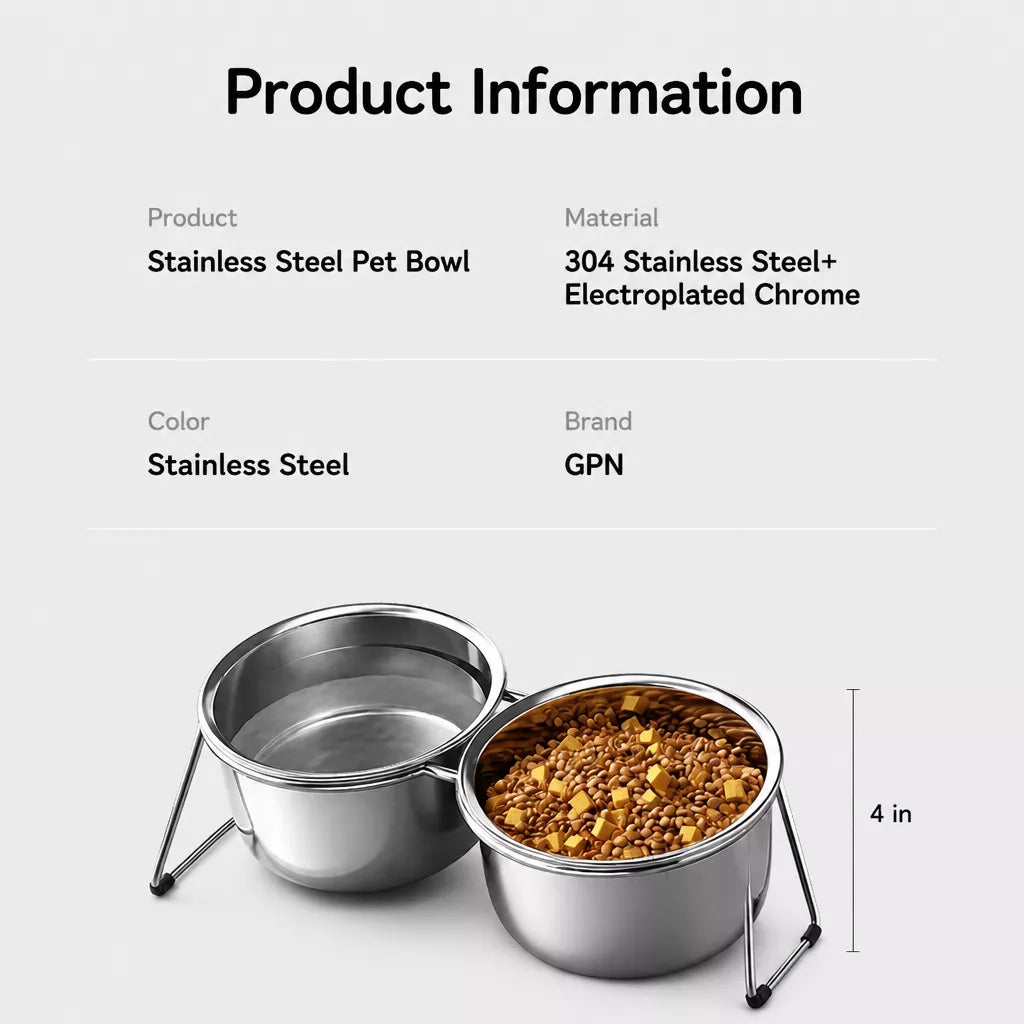 Stainless Steel Double Pet Bowls with Elevated Stand