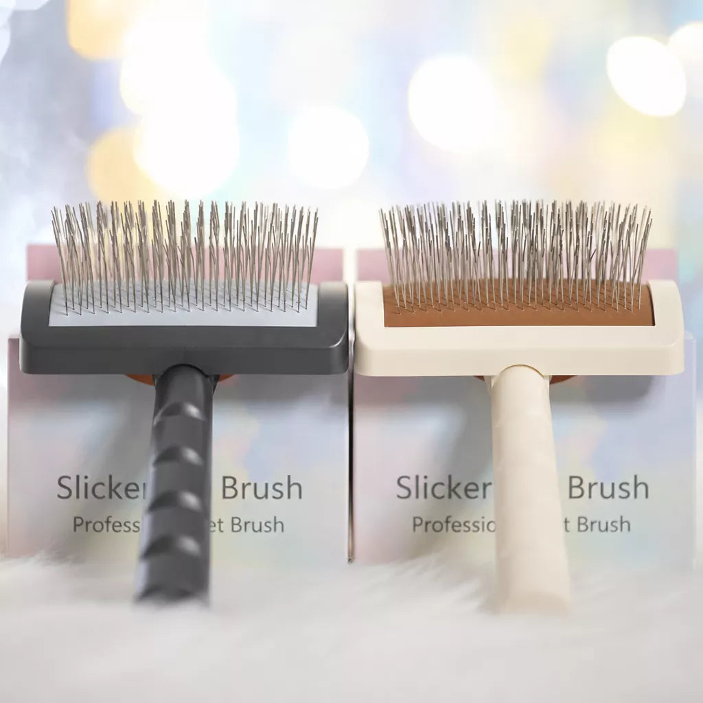 Cushion-Backed Wood-Handle Pin Brush for Cats and Dogs
