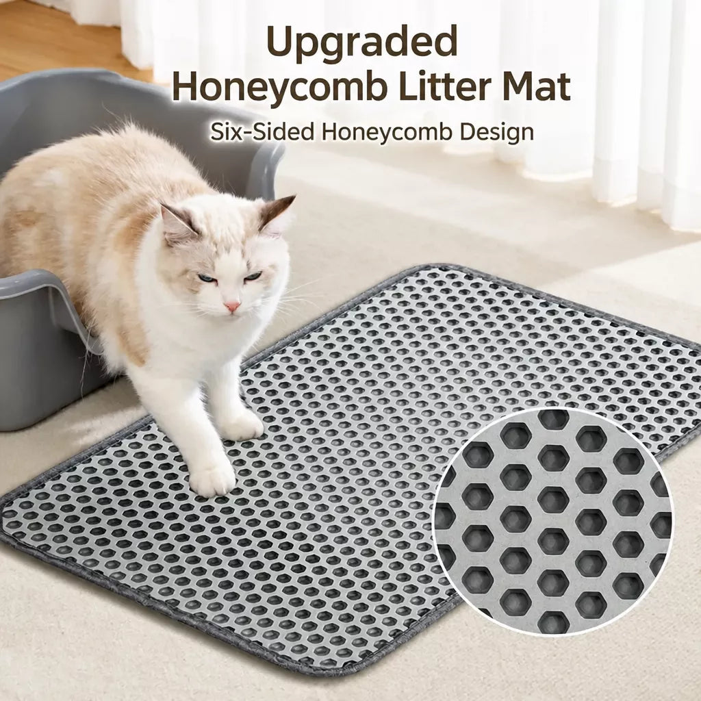 Double-Layer Cat Litter Mat with Cut-to-Fit Design