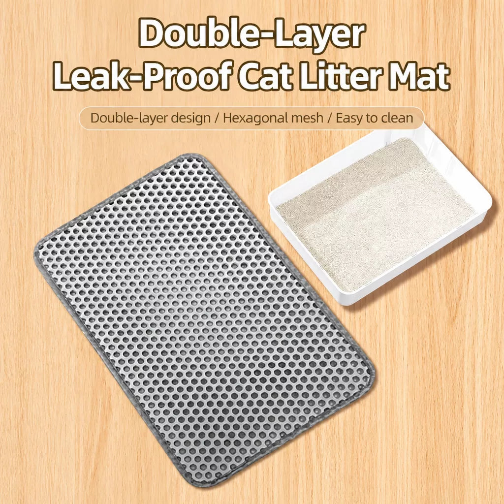 Double-Layer Cat Litter Mat with Cut-to-Fit Design