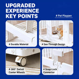 Movable Indoor Pet Playpen with Door and Casters