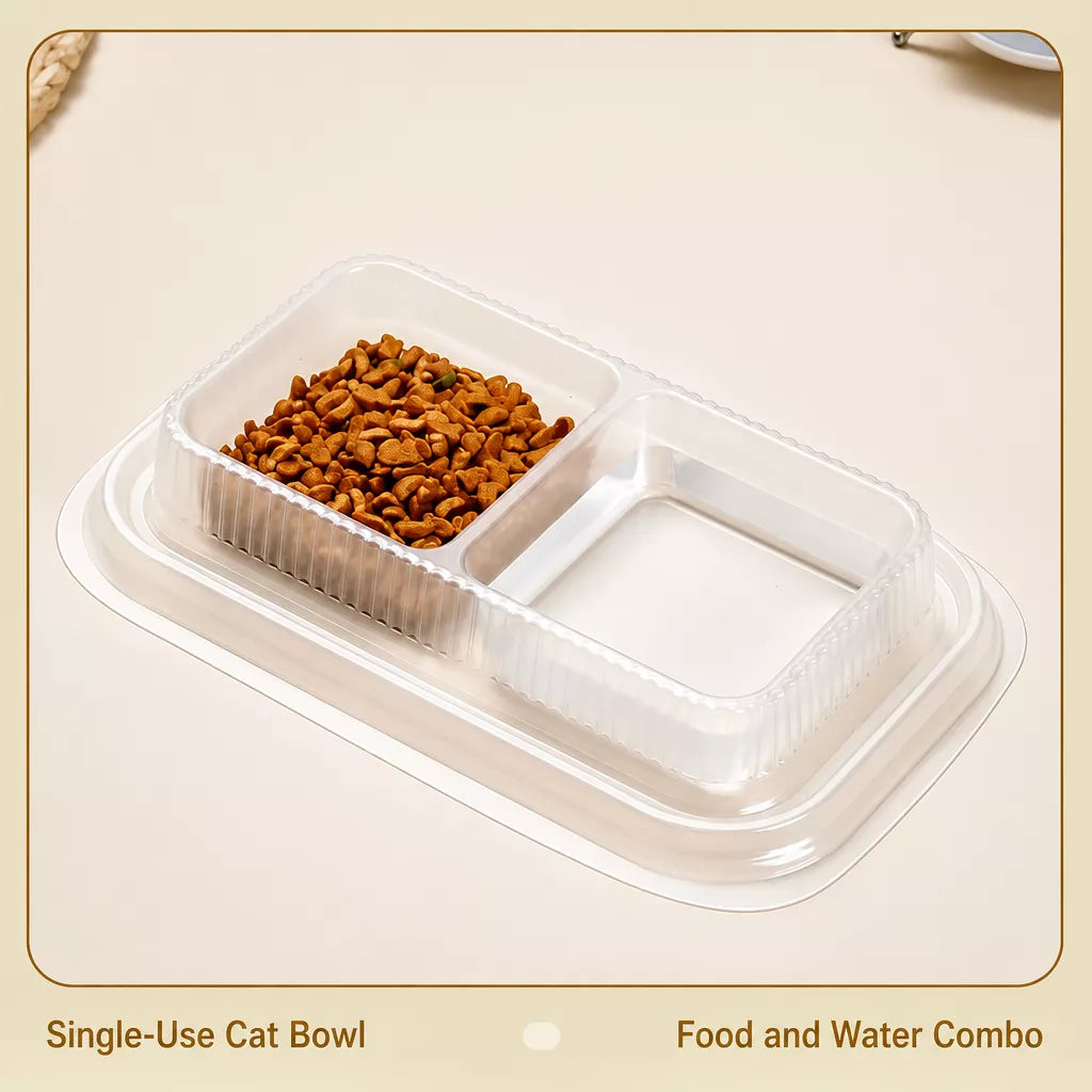 Disposable Cat Bowls for Food and Water, Single-Use Feeding Dishes