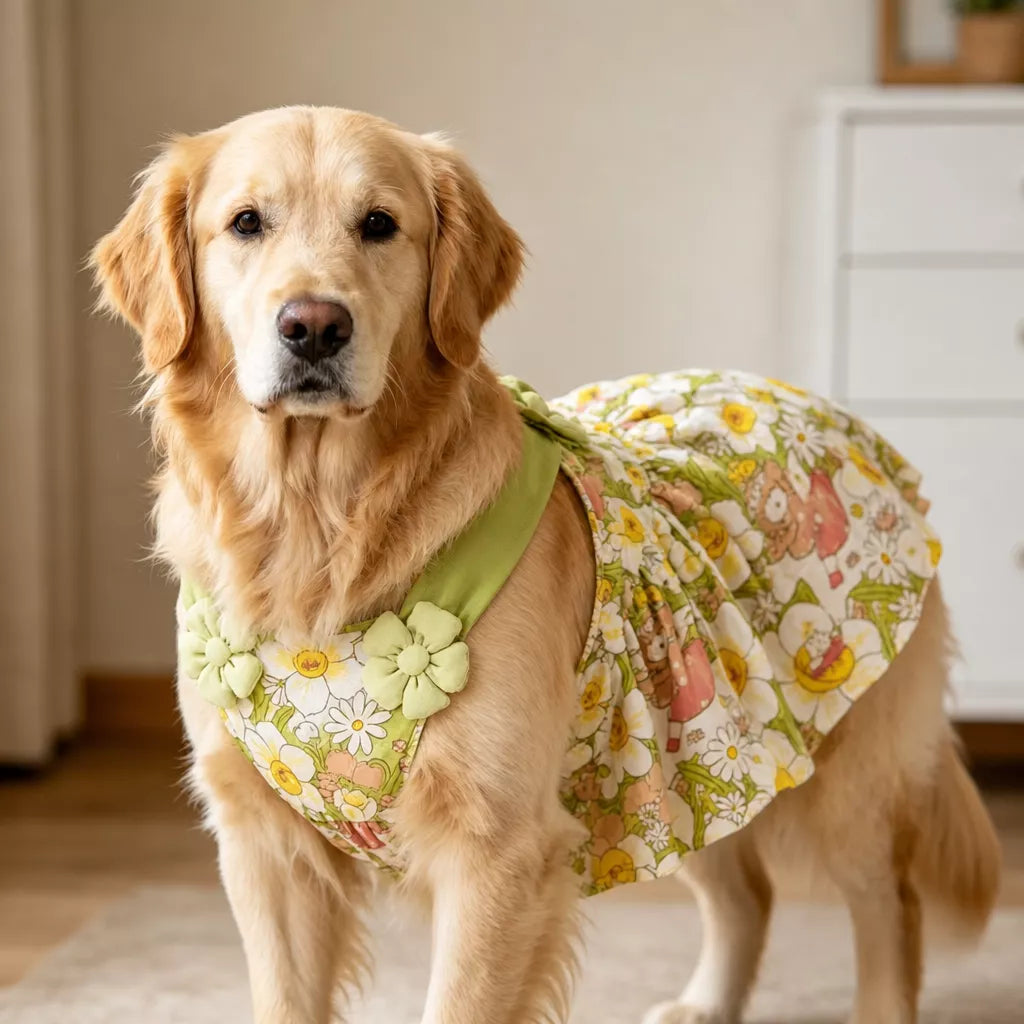 Summer Dog Dress with Shoulder Straps for Medium to Large Dogs